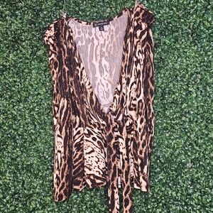 INC International Concepts Animal Print Wrap Blouse